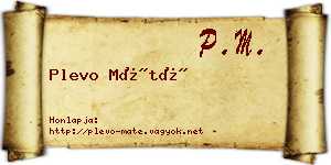 Plevo Máté névjegykártya